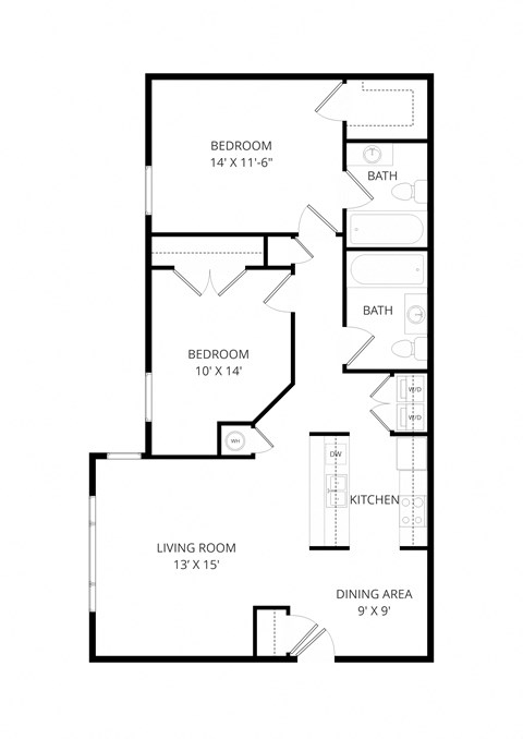a floor plan of a house with a bedroom and a living room
